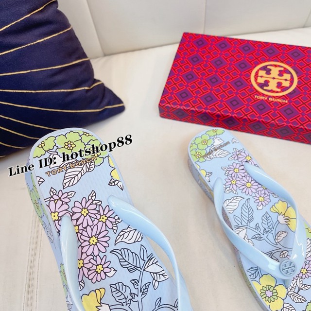 TORY BURCH2021年夏季新款女款坡跟人字拖TB官方春夏季主打款女士人字拖 dx2365